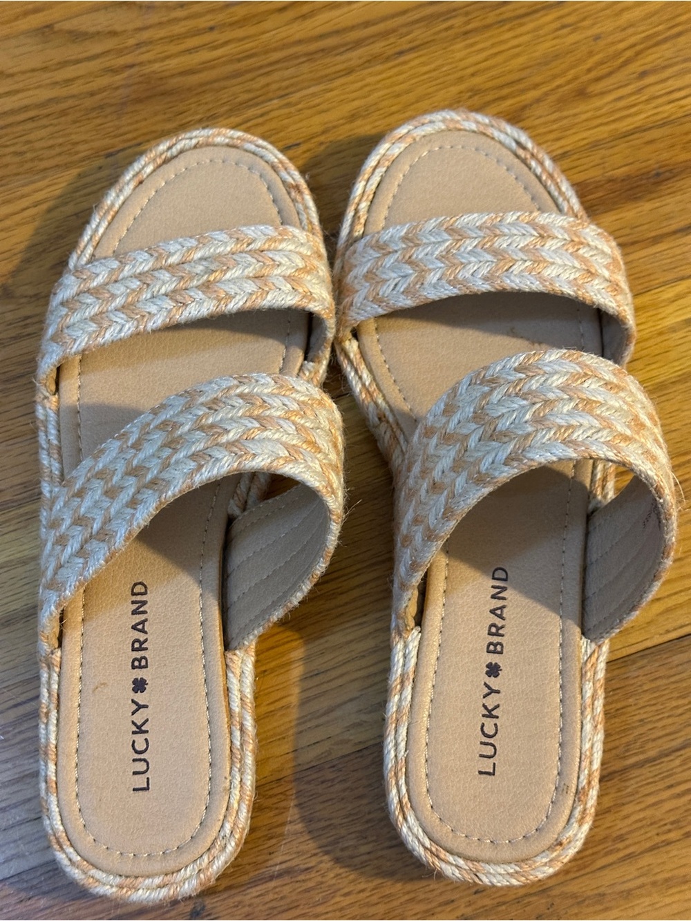 Lucky Brand size 7  Braided Double-Strap Decime sandals in chevron design NWOB!